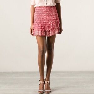New! Isabel Marant Etoile Zelia Red Smocked Mini Skirt size 38